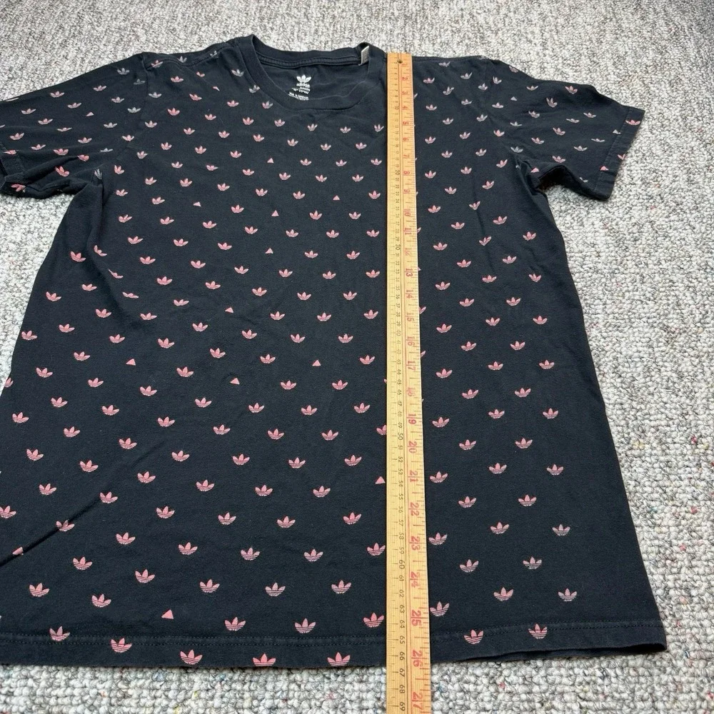 Adidas Shirt Mens Medium Short Sleeve All Over Trefoil Skater City Black